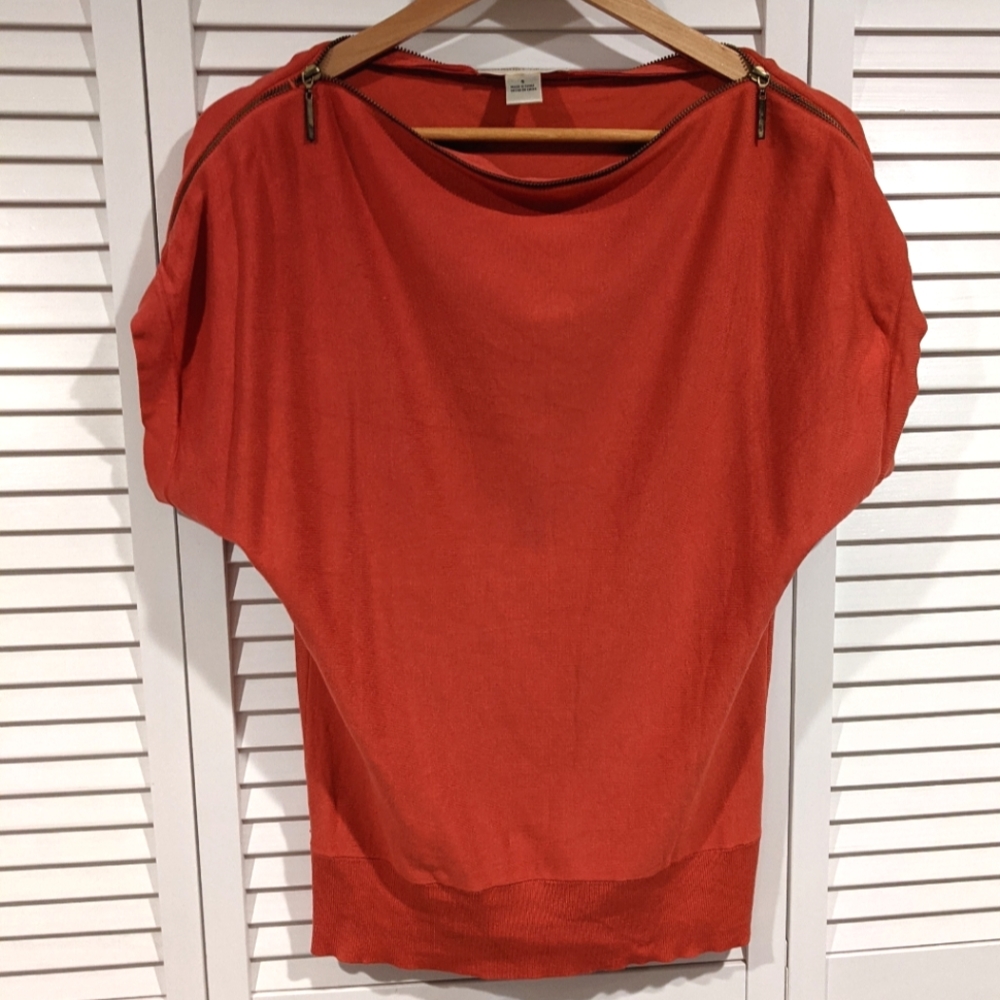 August Silk Zip Shoulder Top